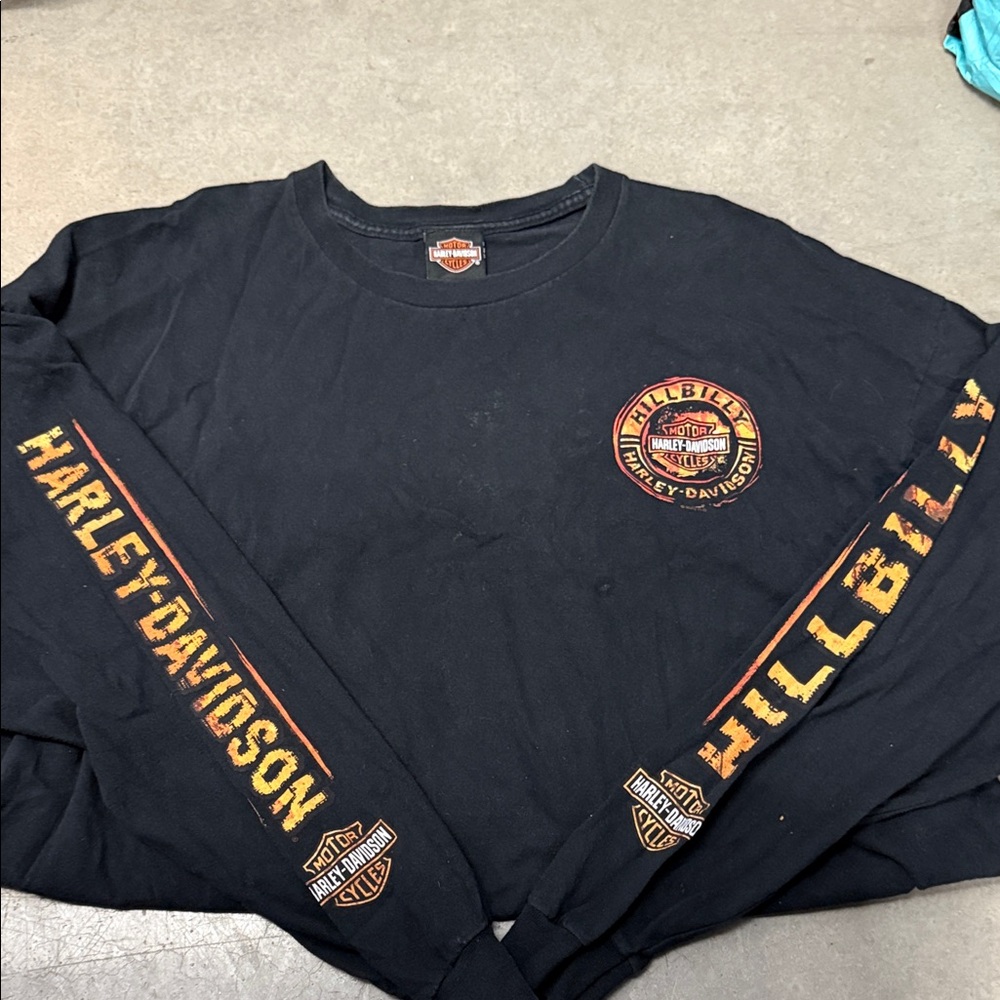 Harley-Davidson Hillbilly Black and Orange Long Sleeve Tee